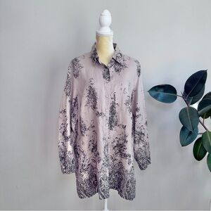 Coldwater Creek linen button down tunic paisley print